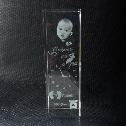 3d dåbsglas 5 x 5 x 15 cm.