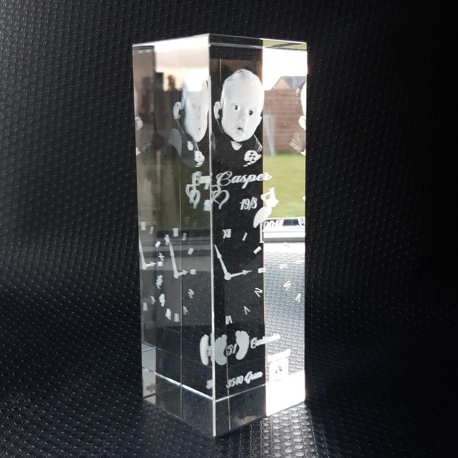 3d dåbsglas 5 x 5 x 15 cm. - Billede 3