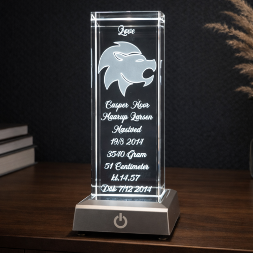 3d glas med stjernetegn 5x5x15 cm.