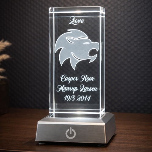 3D glas med stjernetegn 5x5x10 cm.